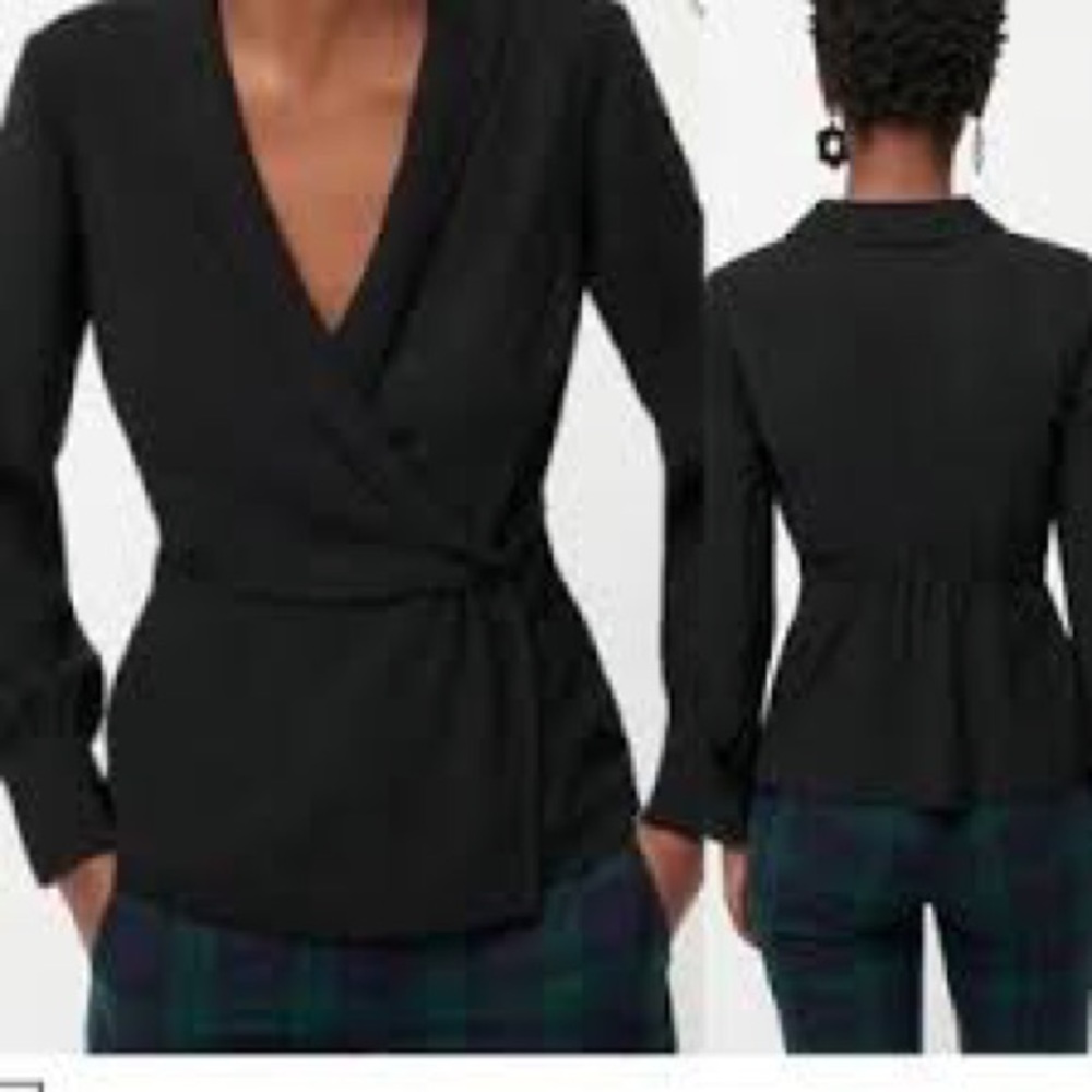 J. Crew Drapey faux-wrap top in 365 crepe NWT